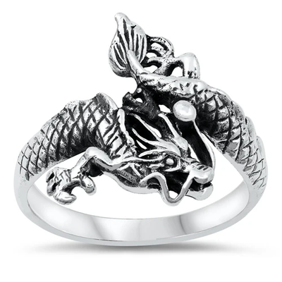 Sterling Silver Oxidized Dragon Ring