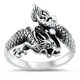 Sterling Silver Oxidized Dragon Ring