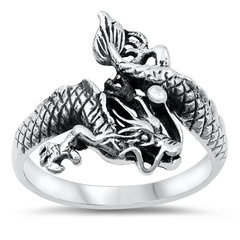 Sterling Silver Oxidized Dragon Ring