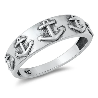 Sterling Silver Oxidized Anchor Ring