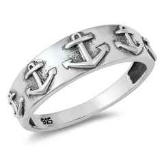 Sterling Silver Oxidized Anchor Ring