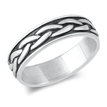 Load image into Gallery viewer, Sterling Silver Oxidized Braid Band Ring