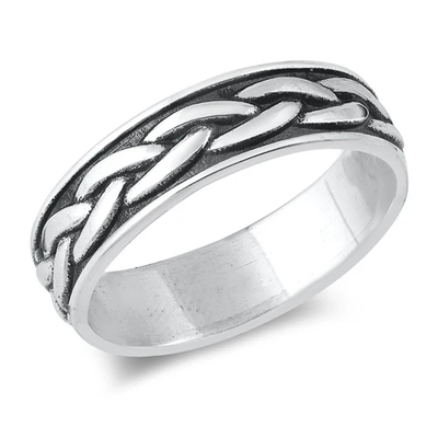 Sterling Silver Oxidized Braid Band Ring