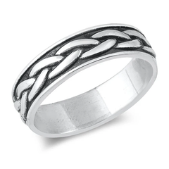 Sterling Silver Oxidized Braid Band Ring