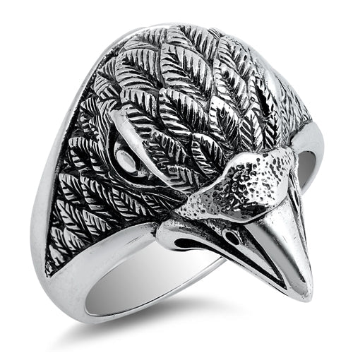 Sterling Silver Oxidized Eagle Head Ring