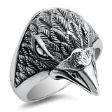 Sterling Silver Oxidized Eagle Head Ring