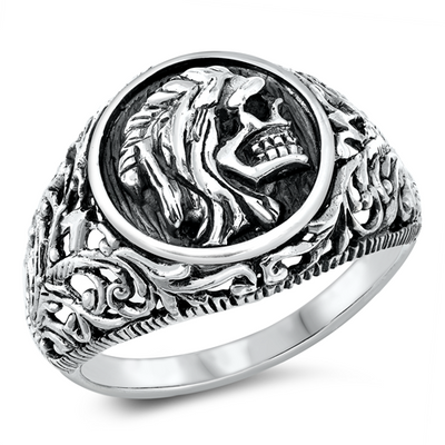 Sterling Silver Oxidized Skull Ring