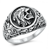 Sterling Silver Oxidized Skull Ring