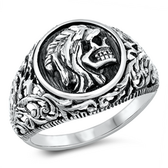 Sterling Silver Oxidized Skull Ring