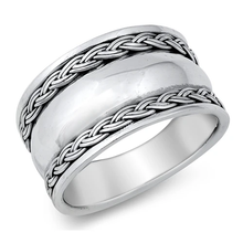 Load image into Gallery viewer, Sterling Silver Oxidized Braid Bali Ring