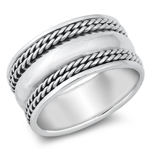 Load image into Gallery viewer, Sterling Silver Oxidized 13mm Bali Ring