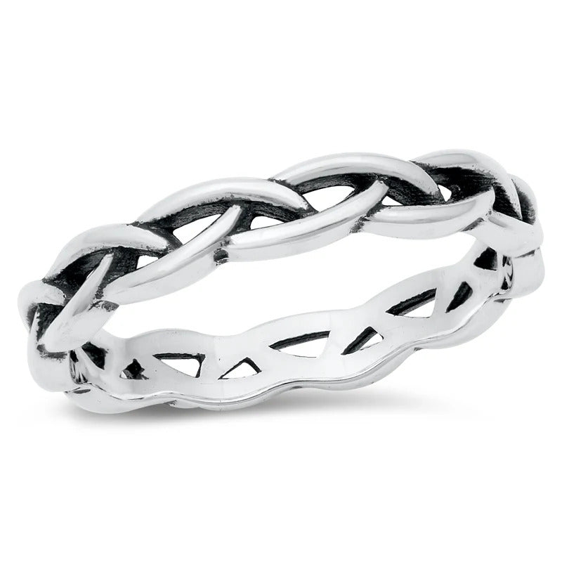 Sterling Silver Oxidized And Polished Braid Band Ring