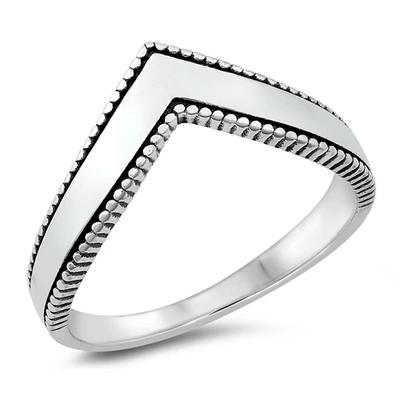 Sterling Silver Oxidized V Shaped Bali Ring