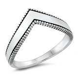 Sterling Silver Oxidized V Shaped Bali Ring