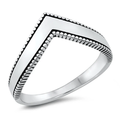Sterling Silver Oxidized V Shaped Bali Ring