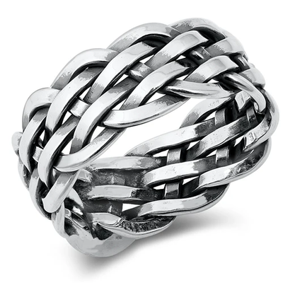 Sterling Silver Oxidized Braided Band Ring