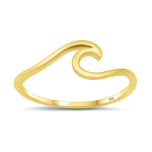 Load image into Gallery viewer, Sterling Silver Yellow Gold Plated Ocean Wave Ring