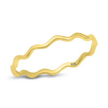 Load image into Gallery viewer, Sterling Silver Yellow Gold Plated Wavy Ring