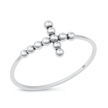 Load image into Gallery viewer, Sterling Silver Oxidized And Polished Beaded Cross Ring