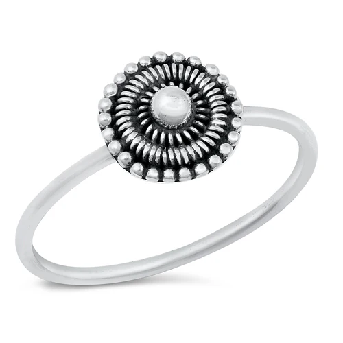 Sterling Silver Oxidized Flower Bali Ring