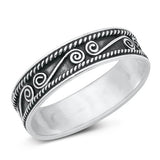 Sterling Silver Oxidized And Polished Bali Band Ring