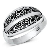 Sterling Silver Oxidized And Polished 11.5mm Ring