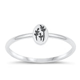 Sterling Silver Oxidized 5.8mm Flowers Ring
