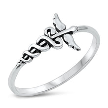 Load image into Gallery viewer, Sterling Silver Oxidized Caduceus Ring