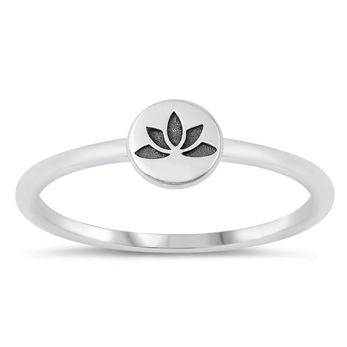 Sterling Silver Oxidized 6.5mm Flower Ring