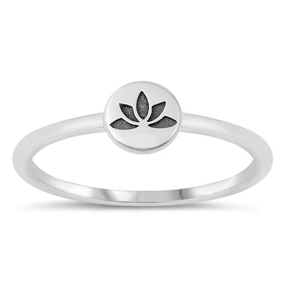 Sterling Silver Oxidized 6.5mm Flower Ring