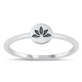 Sterling Silver Oxidized 6.5mm Flower Ring