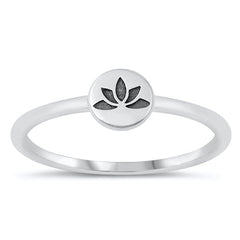 Sterling Silver Oxidized 6.5mm Flower Ring