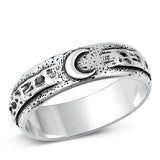 Sterling Silver Oxidized 5.8mm Moon Ring