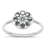 Sterling Silver Oxidized 9.7mm Moon Phases Ring