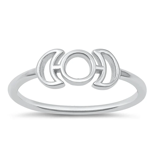 Sterling Silver Oxidized 5.9mm Moon Phases Ring