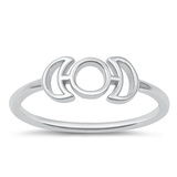 Sterling Silver Oxidized 5.9mm Moon Phases Ring