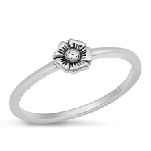 Load image into Gallery viewer, Sterling Silver Oxidized 5.3mm Flower Ring