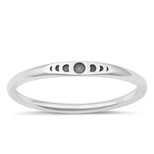 Load image into Gallery viewer, Sterling Silver Oxidized 2mm Moon Phases Ring