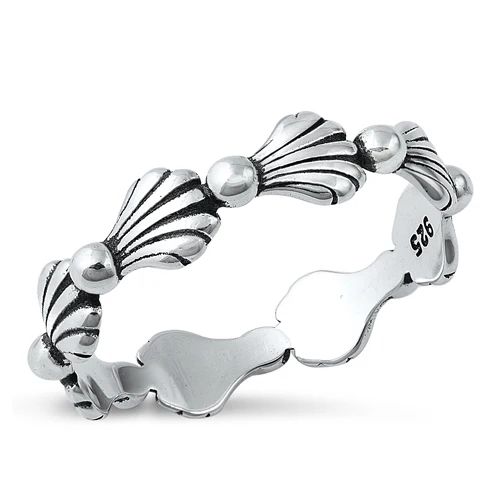 Sterling Silver Oxidized Seashells Ring