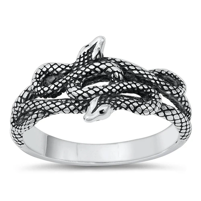 Sterling Silver Oxidized Snakes Ring