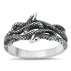 Sterling Silver Oxidized Snakes Ring