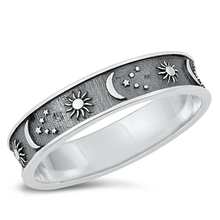 Load image into Gallery viewer, Sterling Silver Oxidized Sun, Moon And Stars Ring