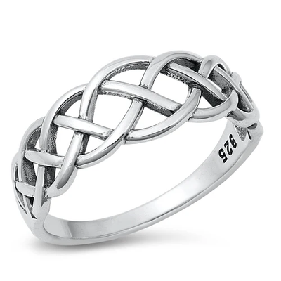 Sterling Silver Oxidized 8mm Braid Ring