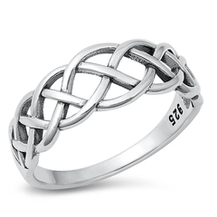 Sterling Silver Oxidized 8mm Braid Ring