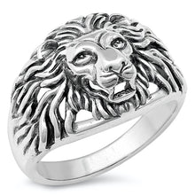 Load image into Gallery viewer, Sterling Silver Oxidized Lion Head Ring