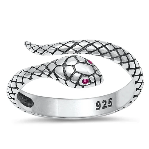 Sterling Silver Oxidized 9.5mm Snake Ring