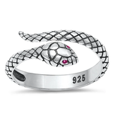 Sterling Silver Oxidized 9.5mm Snake Ring