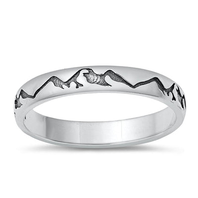 Sterling Silver Oxidized 3mm Mountains Ring