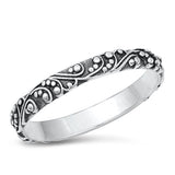 Sterling Silver Oxidized And Polished 3mm Bali Ring