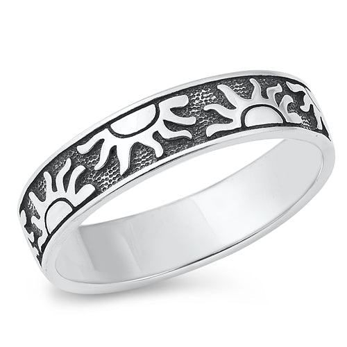 Sterling Silver Oxidized 5mm Sun Ring